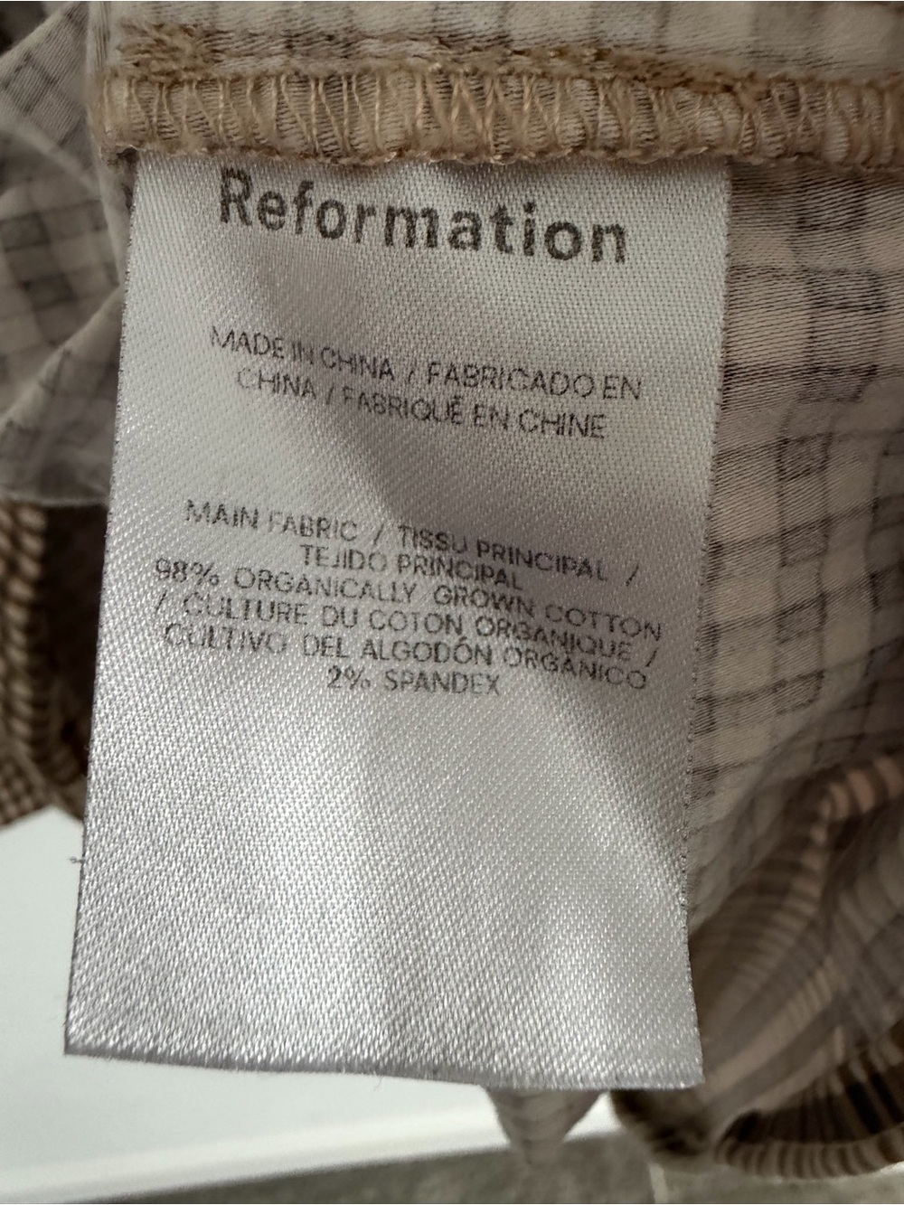 Reformation Jeune Dress Size 10 Brown White Gingham Ruffle Mini Dress - Picture 5 of 5